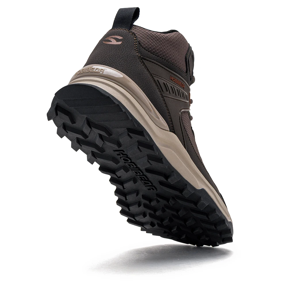 HOBIBEAR Men Wide Width Ankle Boots Mid-Top Hiking Running Shoes Non-Slip Outdoor Trail Walking Sneakers for Male