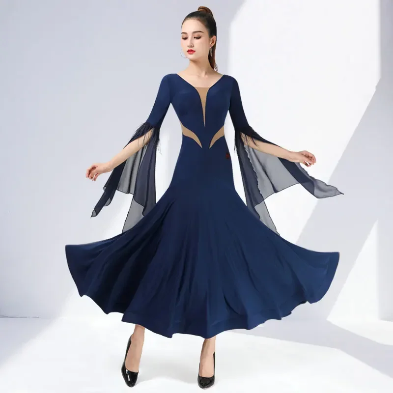 

2022 Newest Women Ballroom Dance Dress Waltz Adult Modern Ball Costumes Tango Rumba Clothing ZY32-1