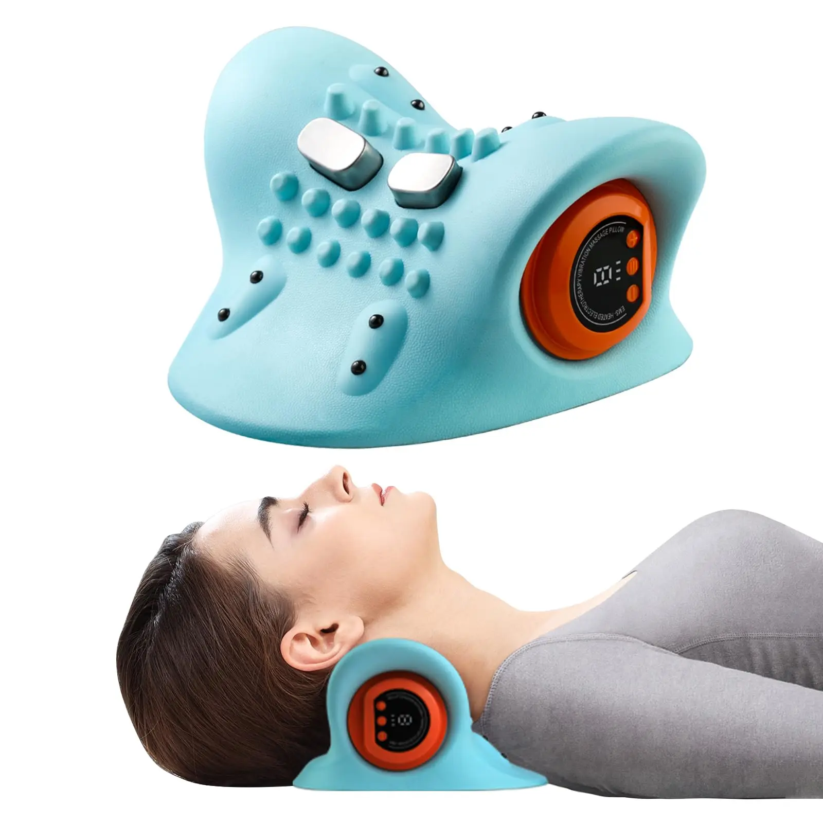 

Electric Neck Relaxer Multifunction Neck Massager Pillow for Shoulder Pain Relief Neck Traction Relaxer Portable Massage Pillow
