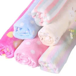 Flannel coral fleece fabric printed cloth high quality velvet clothing super soft cotton wool blanket plush Handmade Sewing warm