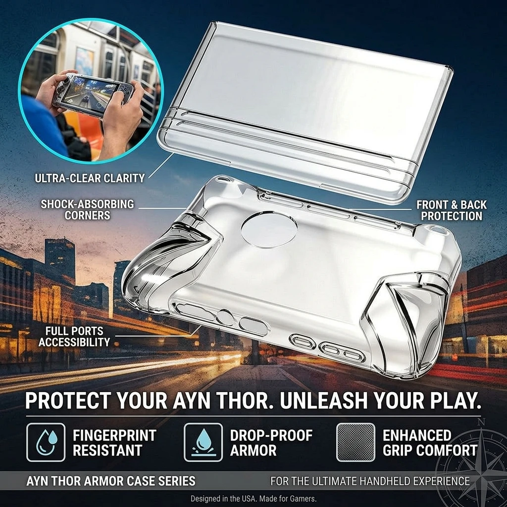 Transparent TPU Protective Shock-Proof Case For AYN THOR Shell Clear Case Cover Full Protection Game Console Accessories