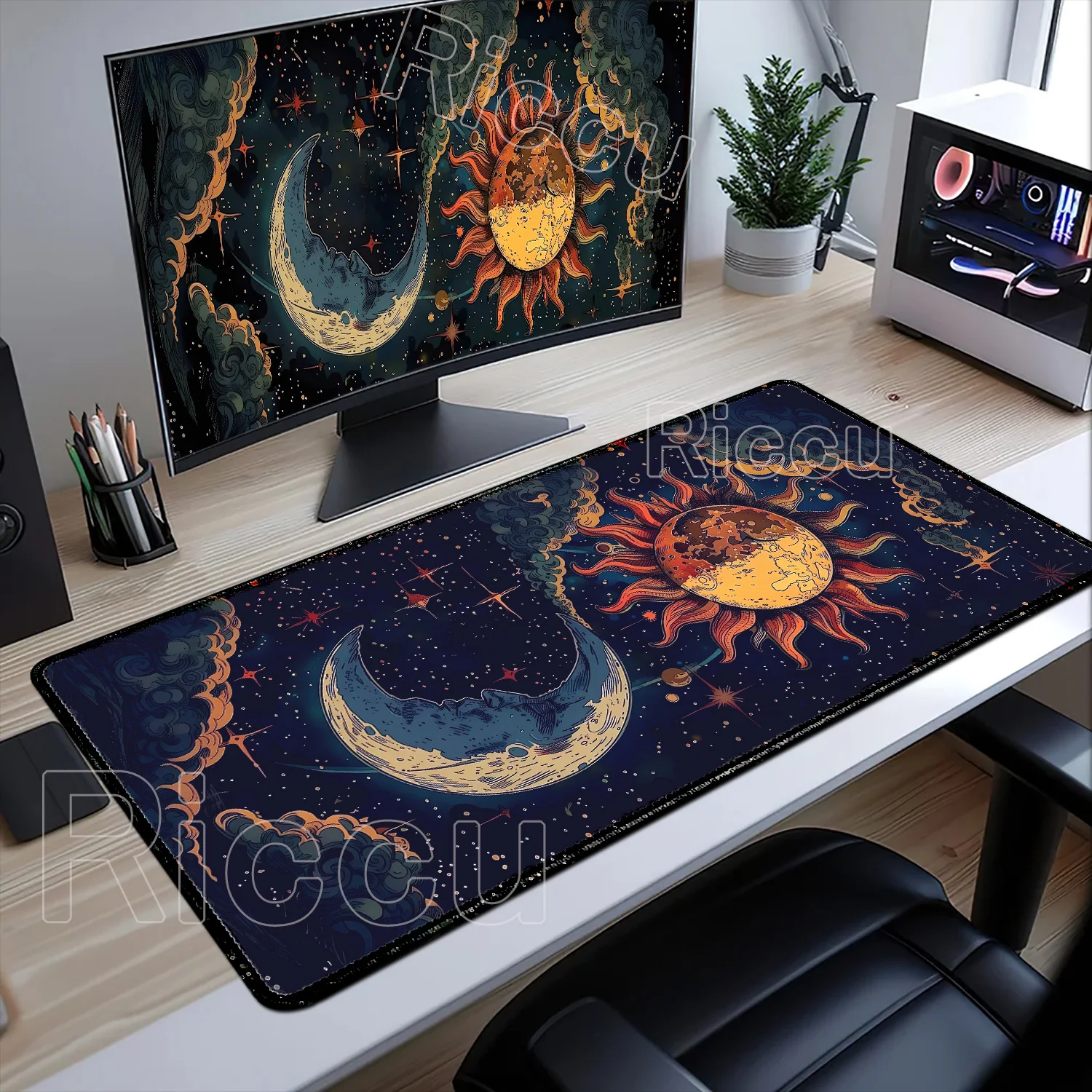 Large Art Moon Landscape Mouse - Desk Setup Natural recension och pris