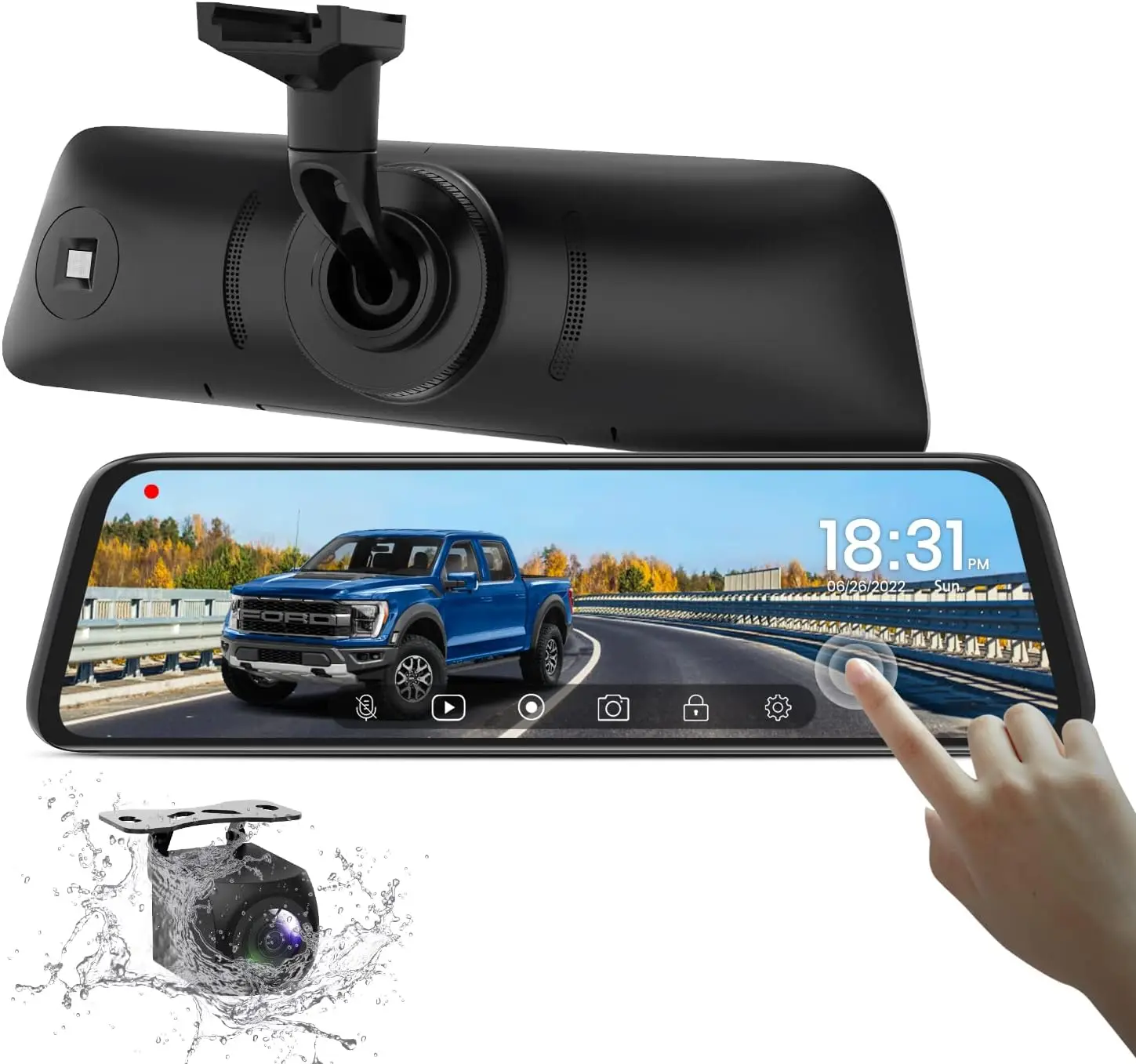 9.35''1080P OEM Rear View Mirror Camera:Recording Wide View Back Up Camera for Cars,Full Touch Screen Stream Media Backup Camera