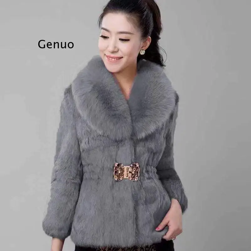 Winter Coat Women's Clothing Imitation Mink Fur Jacket Fashion Coat Slim Fur Collar Women Coats