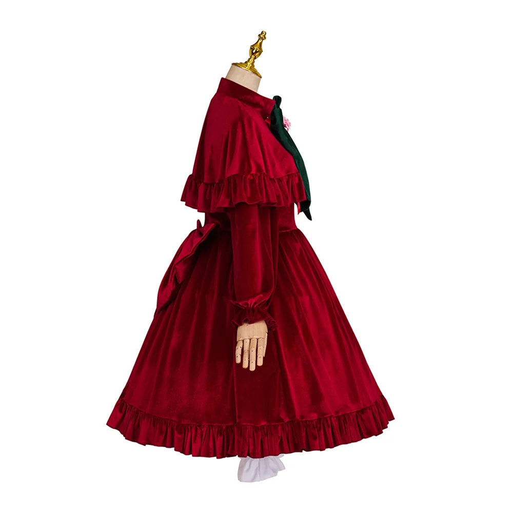 Fantasia de cosplay rubi anime para mulheres, vestido Lolita vermelho Shinku para meninas, roupa de Carnaval Halloween