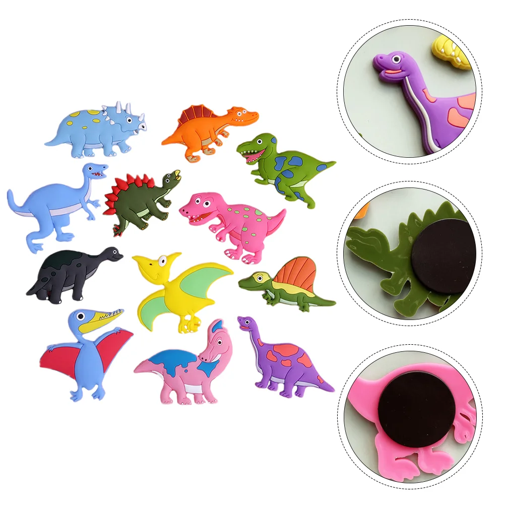 12 Pcs Fridge Magnet Dinosaur Kids Refrigerator Educational Ornament Silicone Decor