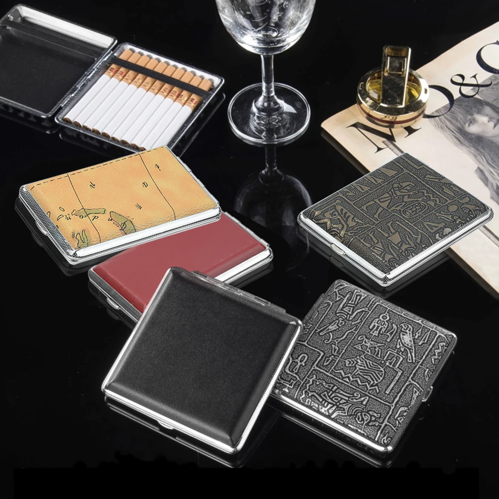 Leather Cigarette Case Cover Man Women Smoking Cigarette Box For Hold 12/14/16/18/20 Cigarettes Sleeve Pocket Cigarettes Pack