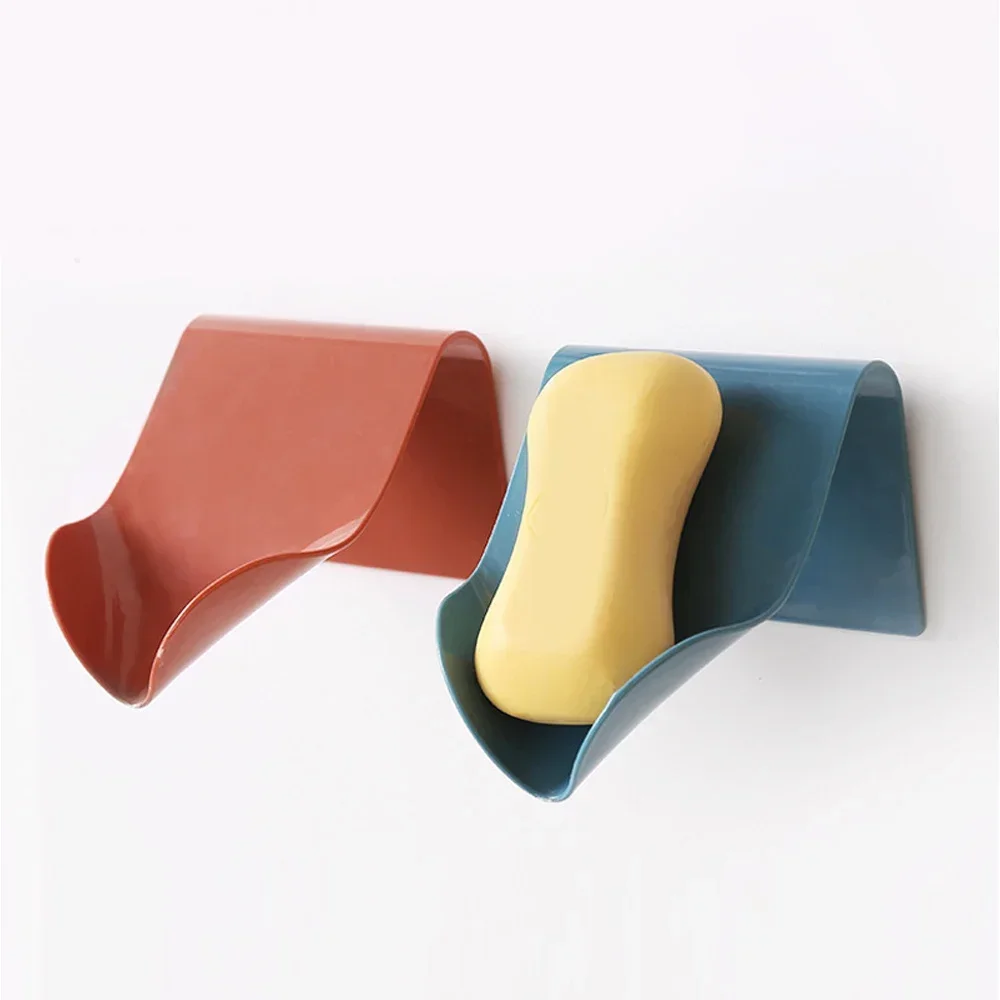 New Creative Soap Dish Self Adhesive Wall Mounted Soap Rack Multifunctional Bathroom Supplies Solid Drain Soap Holders