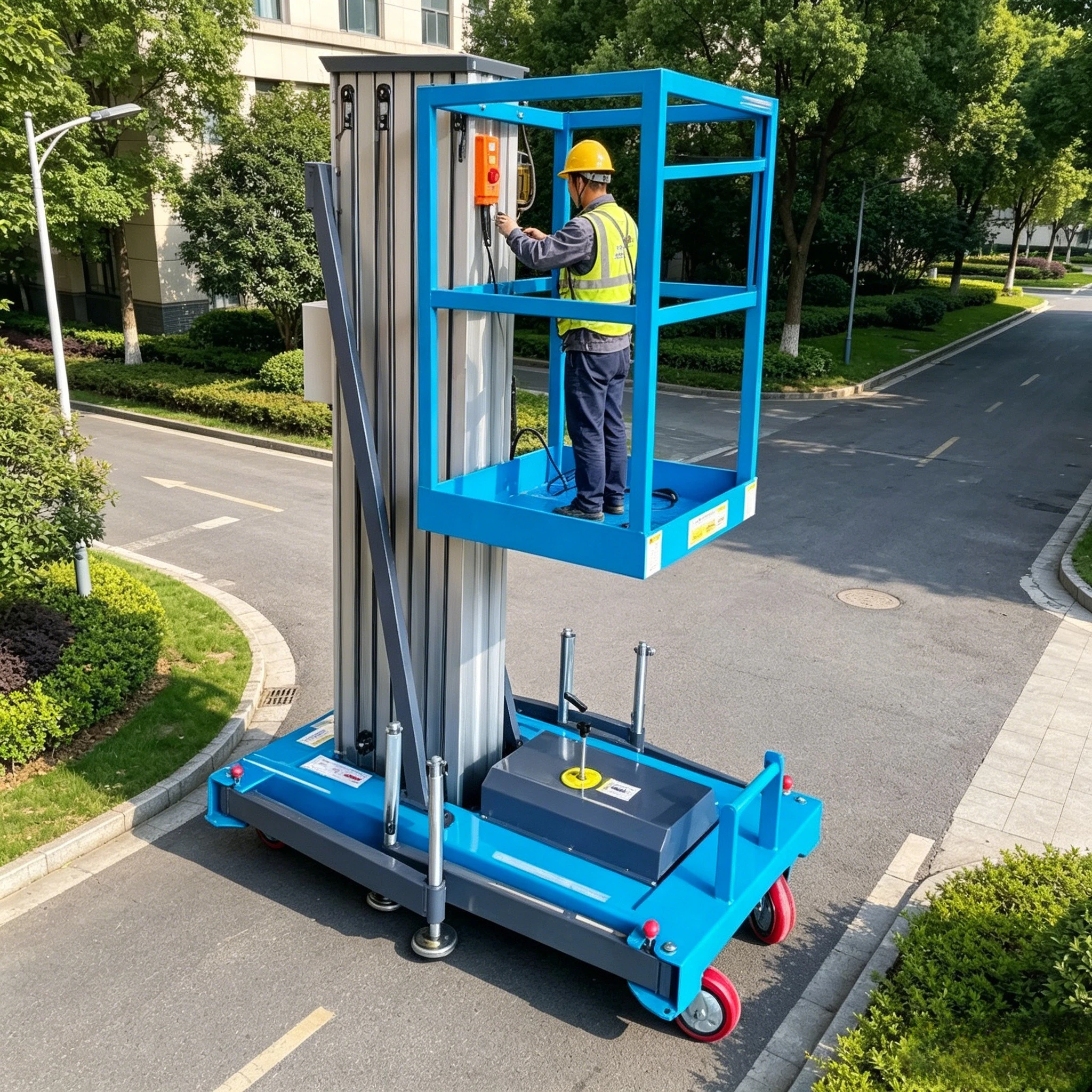 Aluminum Alloy Single Mast Lift Electric Hydraulic Vertical Aerial Work Platform Portable Personnel Equipment OEM Customized