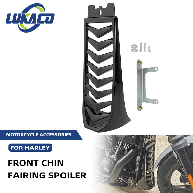 

Motorcycle Chin Fairing Spoiler Black Front Lower Radiator Cover For Harley Softail Breakout Street Bob Fat Bob FXBR 2018-2025