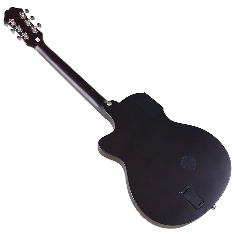 Black Silent Acoustic Electric Guitar Solid Okoume 39 inch Electric Acoustic Guitar With Tuner Function