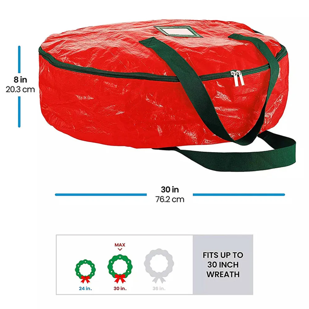 Large Capacity Round Christmas Wreath Storage Bag With Handle Wear-resistant Waterproof Festive Garland Handbag Wreath Storage