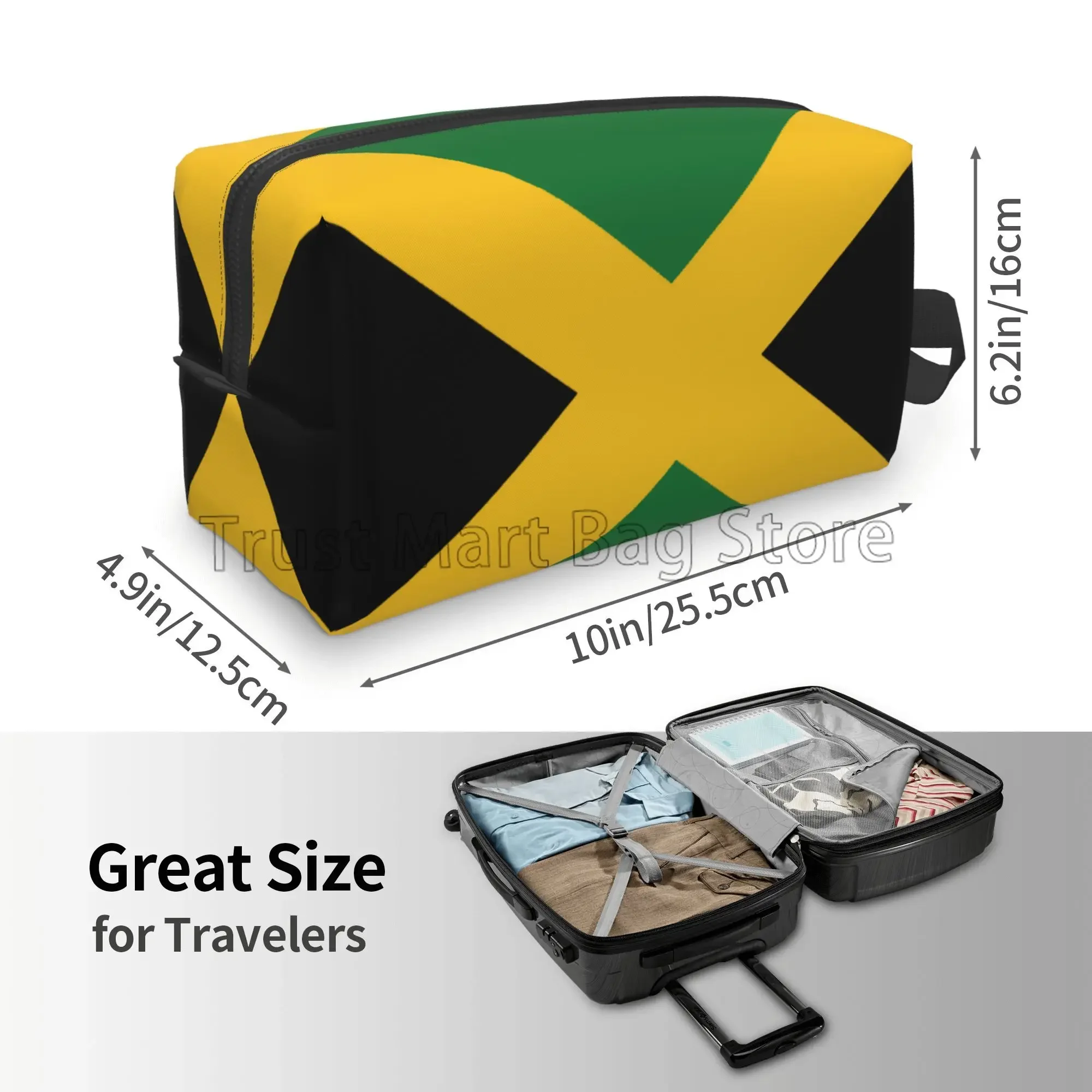 Flag of Jamaica Print Cosmetic Pouch for Women Waterproof Makeup Bags Toiletry Pouch Portable Washing Bag Travel Accessories