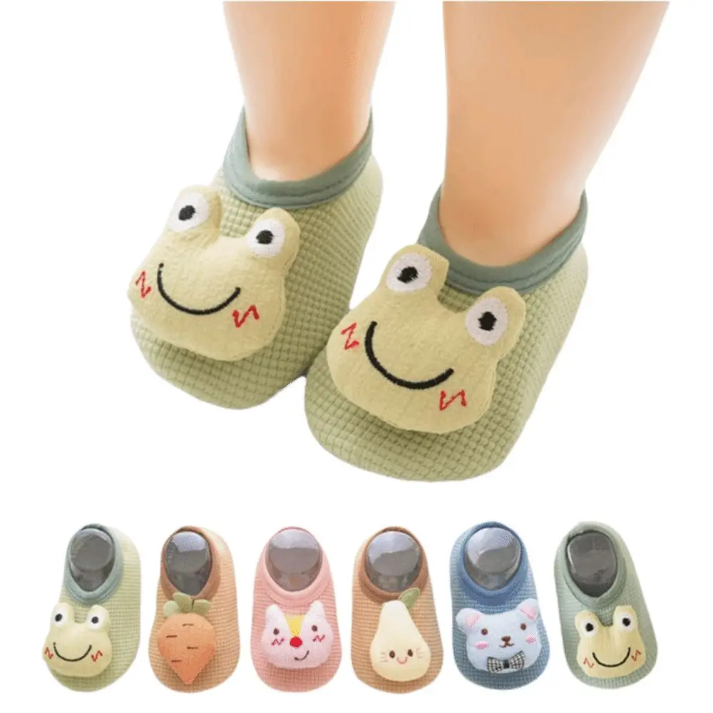 

Носки на резиновой подошве, теплая подушка, мультяшный дизайн, детская обувь на мягкой подошве, противоскользящие легкие тапочки для малышей, носки