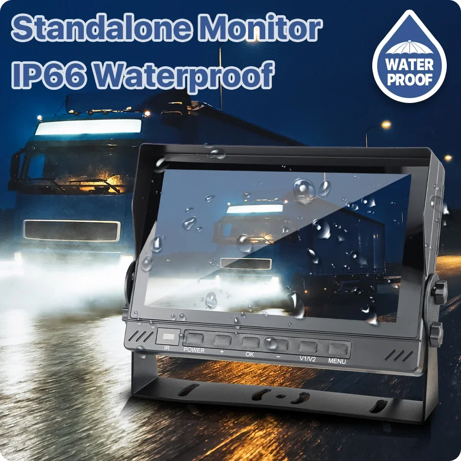 7 Inch Truck Monitor IPS Screen with 4 Channel Camera Blind Spot Radar Alarm IP66 Waterproof DVR AHD720P Backup IR Camera BSD