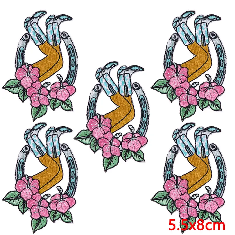 5PCS Wild West Cowboy Cowgirl Embroidery Patches Iron On Patch for Hat Jacket Clothing Western Summer Ball Theme Horse Decor