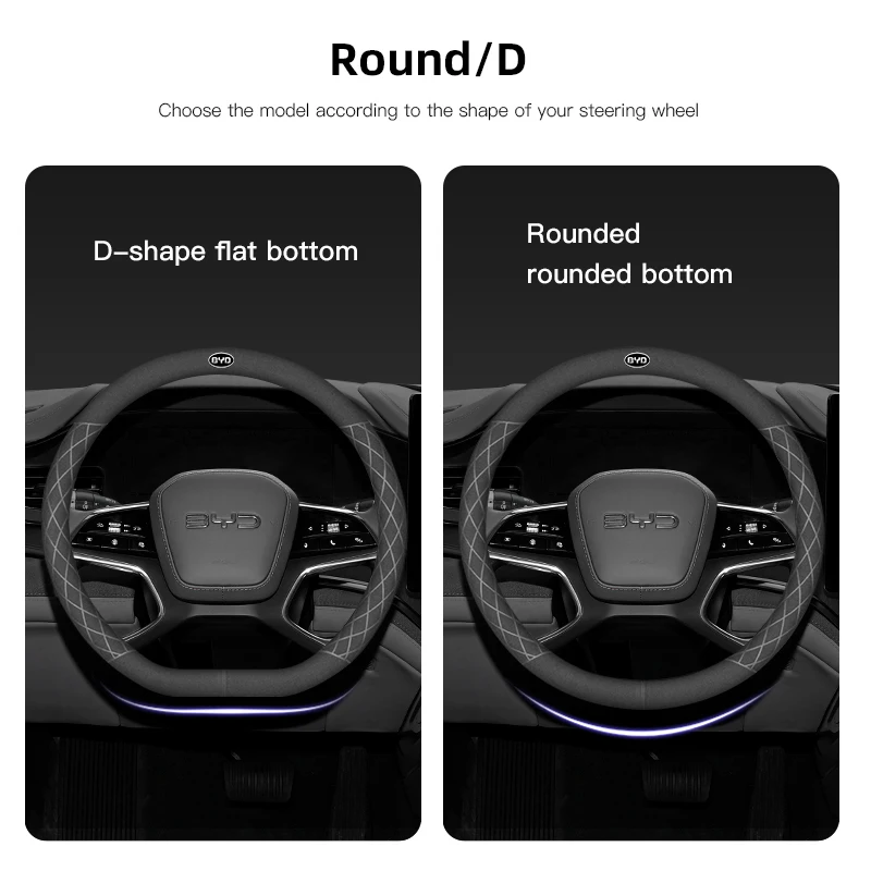 Car Dedicated Breathable Antiskid Suede Steering Wheel Cover For BYD Tang F3 E6 Atto 3 Yuan Plus Song Max F0 G3 I3 Ea1 Dmi 2din