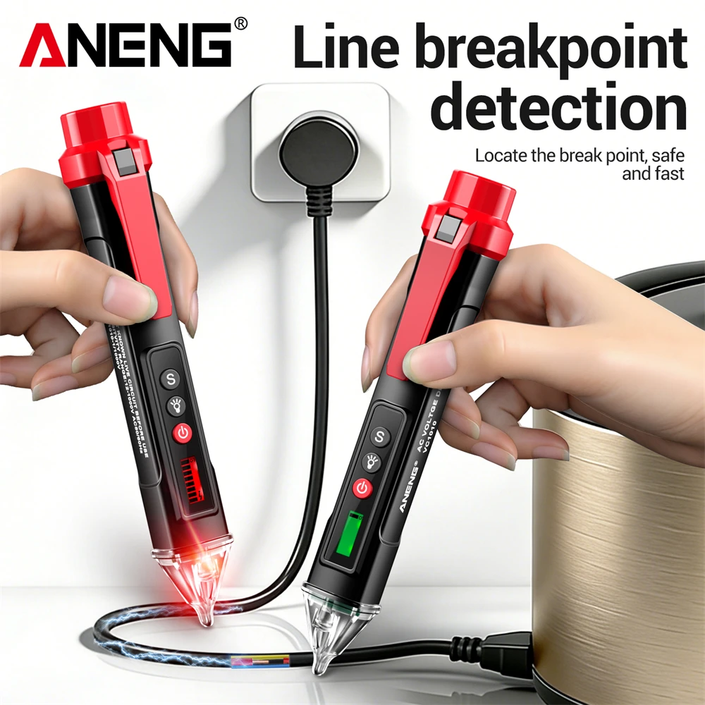 ANENG VC1010 Voltage Tester Non-Contact Induction Pen 12-1000V Find Breakpoint Audio Intelligence Electrician Detection Tool DIY