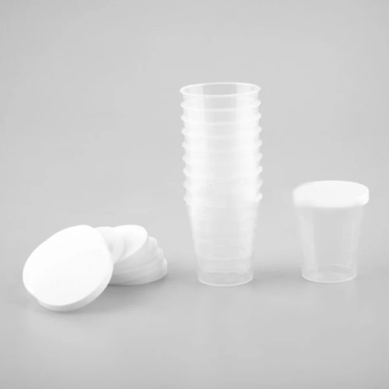 10Pcs 30ml Plastic Medicine Measuring Measure Cups With White Lids Cap With Scale Separating Cups DIY Cake Jewelry Making Tools