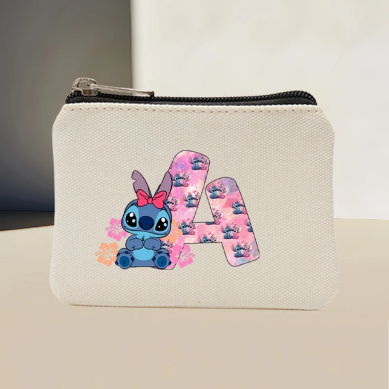 

Cartoon Stitch Anime A-Z Letter Printed Canvas Coin Bag Students Money Purse Portable Travel Hand-held Card Storage Small Wallet