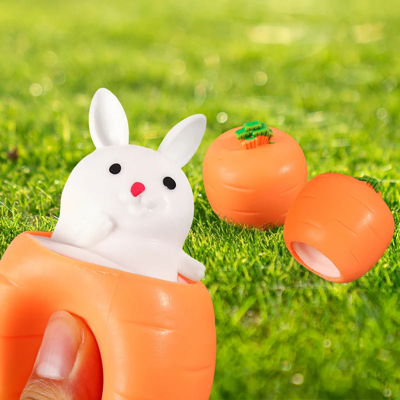 귀여운 당근 토끼 모양 피젯 장난감, 재미있는 스퀴즈 장난감, 감압 감각 장난감, 지루함 스트레스 해소 장난감, 어린이 성인용