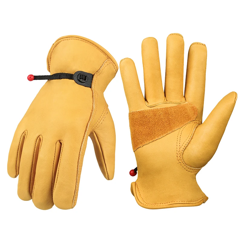 1 Pair Work Gloves Cowhide Leather Workers Work Welding Safety Protection Garden Sports Motorcycle Driver Wear-resistant Gloves