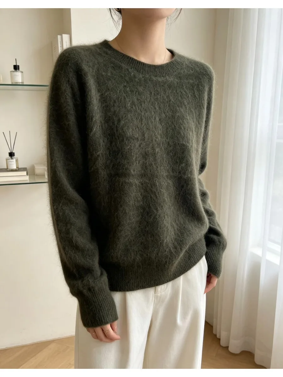 5% Seide 5% Kaschmir 90% Wolle Damen-Pullover Herbst Winter Kaschmir-Pullover O-Ausschnitt Weicher Schicker Gestrickter Pullover Warmer Wollpullover – Detail 20