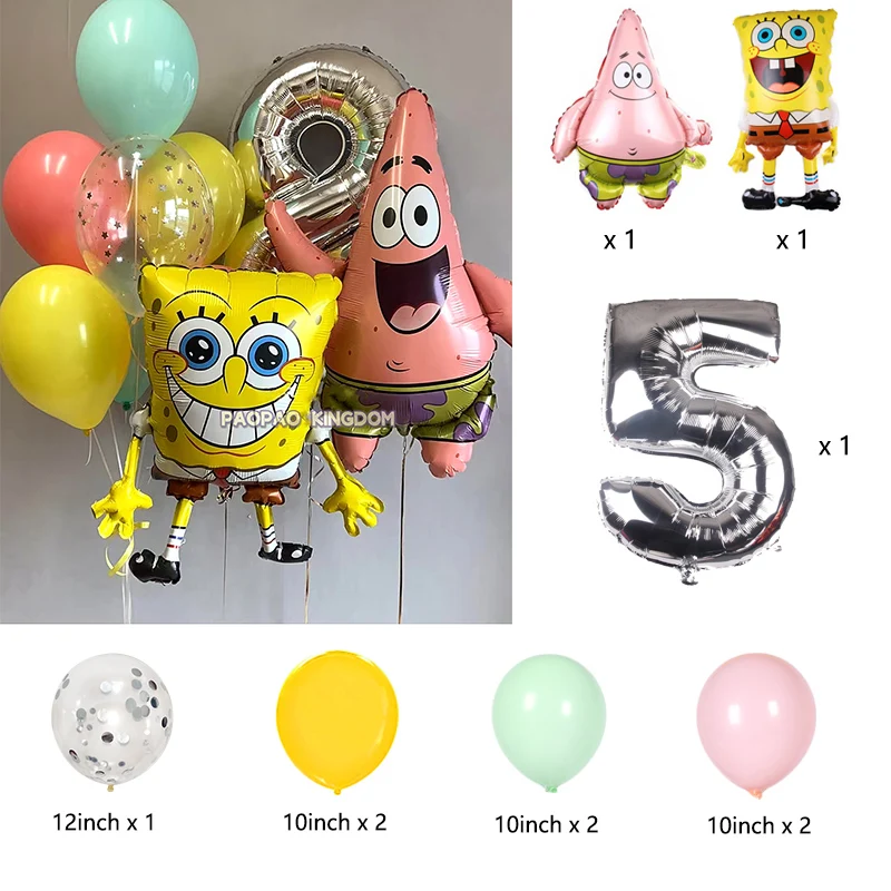SpongeBob Schwammkopf Folienballon-Set Niedliche Cartoon-Ballons für Kinder Jungen Mädchen Geburtstagsfeier Dekorationen – Detail 14