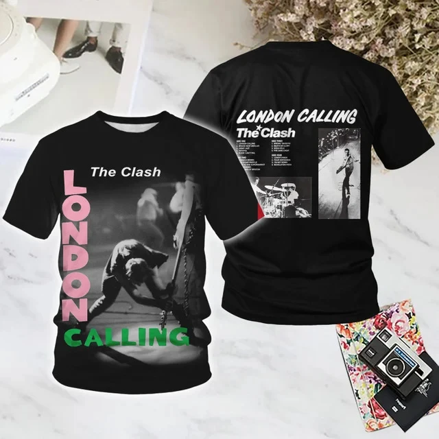 Popular Rock 3D The Clash Print T-shirts Summer New Men Women Hip Hop Trend Short Sleeve Tees Casual Oversized Unisex Streetwear