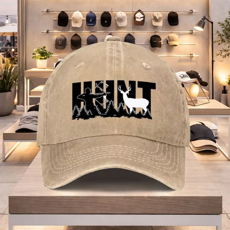Hunter Archery White Deer Pattern Baseball Cap Spring Summer Lightweight Adjustable Snapback Unisex Casual Hat