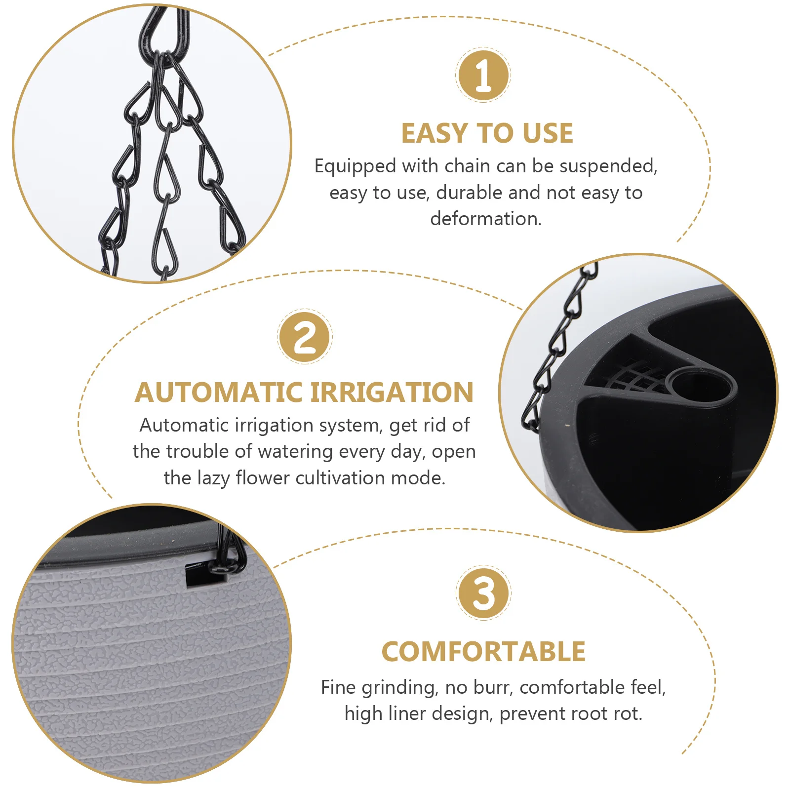 

1Set Automatic Watering Planter Hanging Flower Pot Plastic Garden Supplies for Balcony Hydroponic Plant Container Multi-Purpose