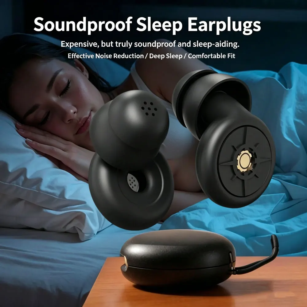 

Noise Cancelling Sleep Ear Plugs,Reusable Silicone Earplugs with 7 Sizes of Replacement Tips,Suitable for sleep, office, library