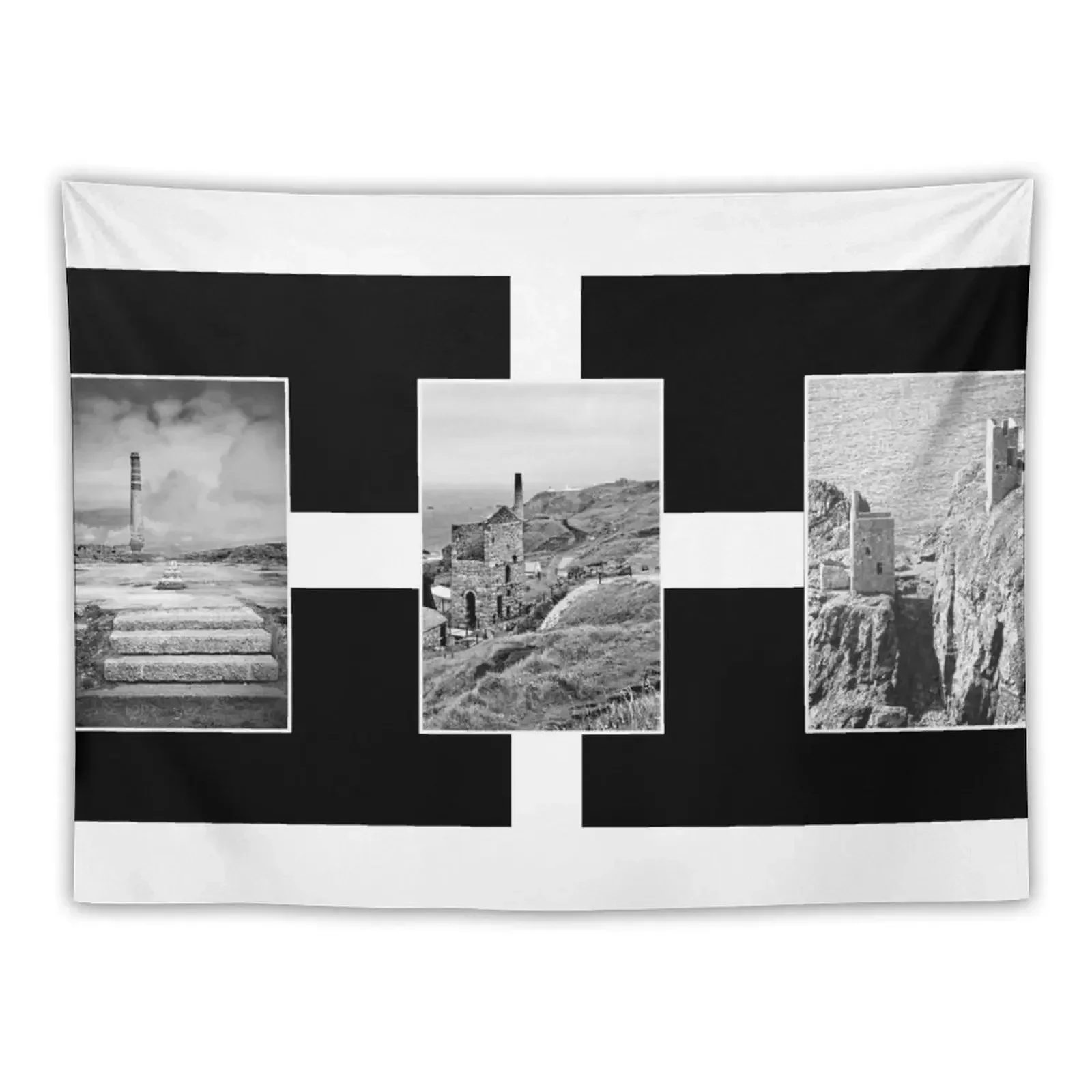 The Cornish Flag And Its Tin mines Tapestry Decorations For Room Aesthetic Room Decorations Wall Mural Room Aesthetic Tapestry