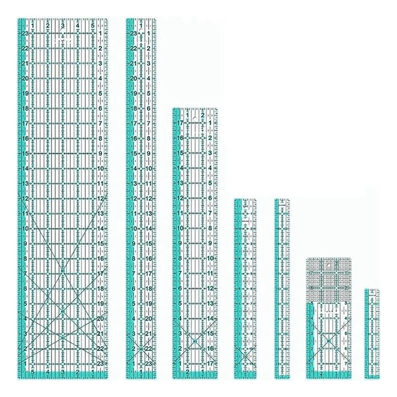 

HOT-Quilting Rulers,7 Sewing Rulers Quilting Templates,Quilting Supplies Acrylic Rulers Fabric Cutting Ruler