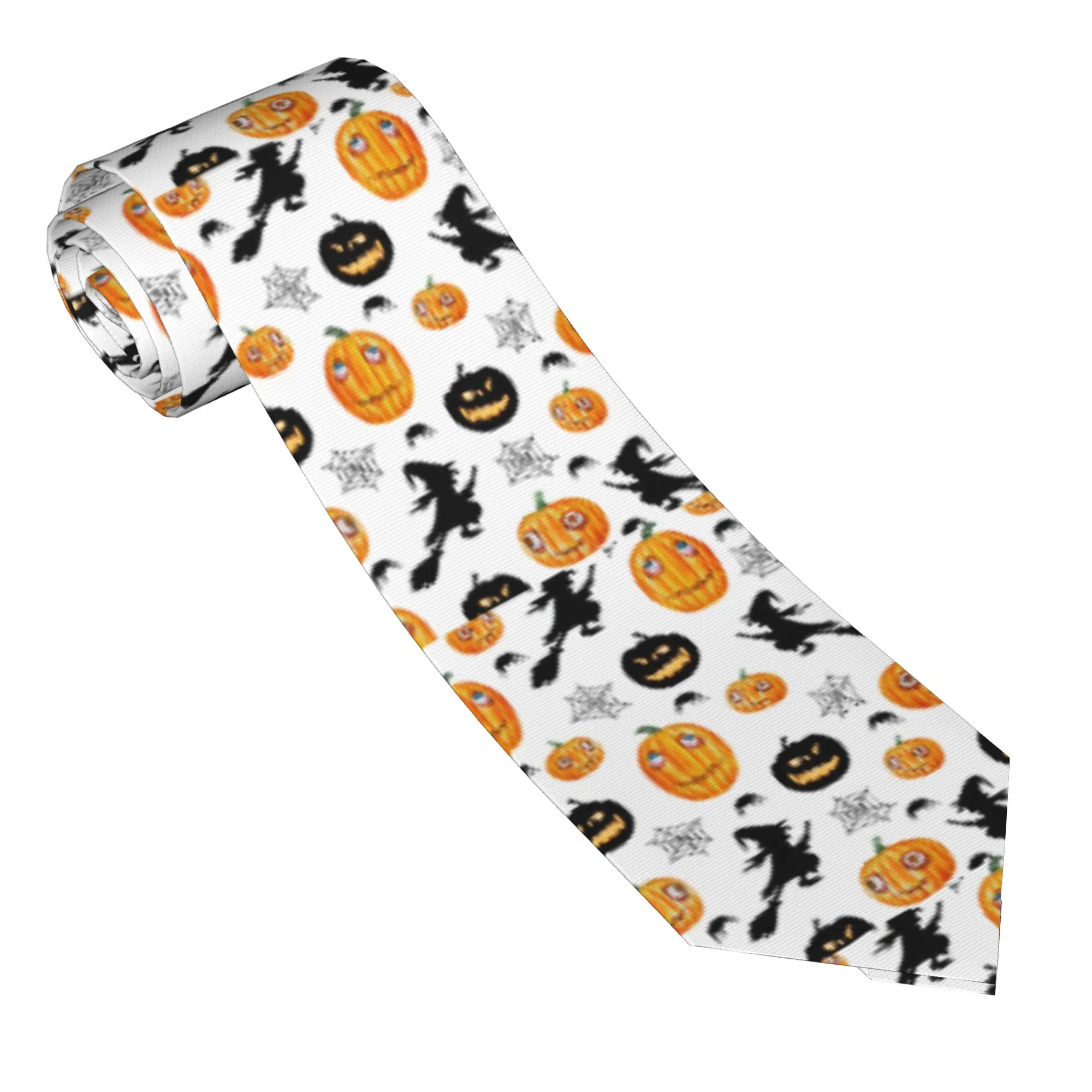 Halloween Cartoon Unisex Necktie 8 cm  Pumpkin Witch Spider Web Neck Tie for Mens Accessories Gravatas Wedding Business
