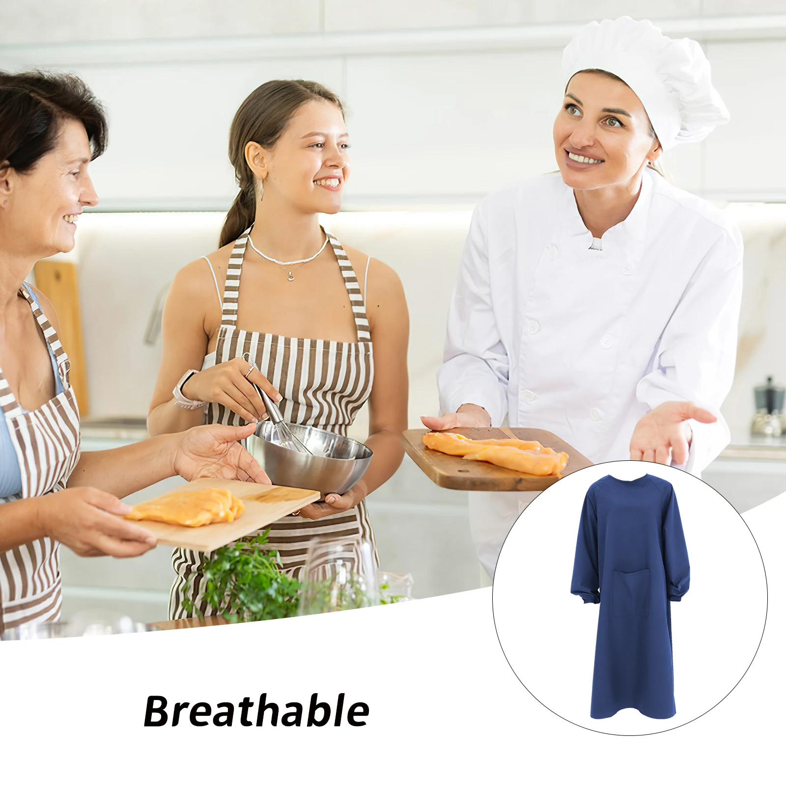 

Waterproof Oil Resistant Apron Long Sleeve Smock Kitchen For Men Women Cooking Dishwashing