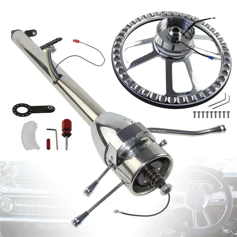 

32''/30''/28'' Inch Tilt AT Automatic Style Steering Column +9 Bolt Steering Wheel For Universal LR GM Electrophoretic Coating