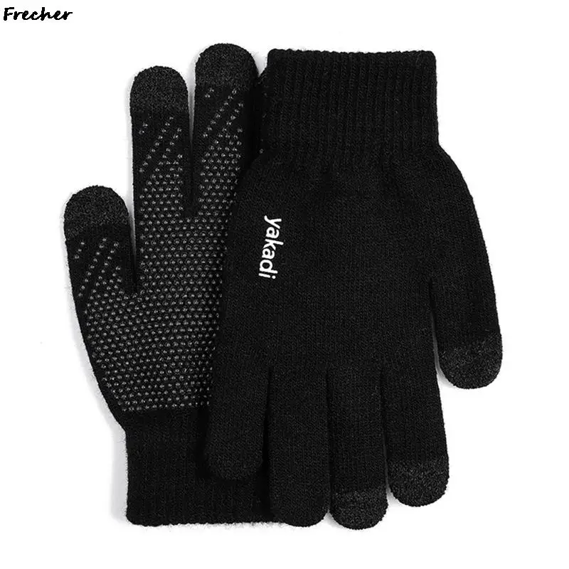 Non-Slip Knitted Wool Gloves Elastic Luvas Touch Screen Winter Gloves Women Men Warm Cashmere Outdoor Cycling Driving Mittens