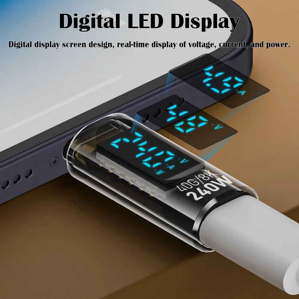 1 PCS Digital LED Display USB 4 Type-C Adapter 8K 60HZ 40Gbps OTG Converter Full Function PD 240W Power Meter Tester