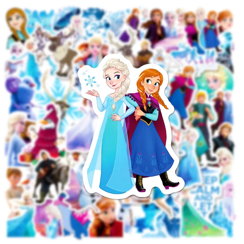 10/50pcs Disney Frozen Princess Elsa Anime Stickers Kawaii Decal for Kid Notebook Fridge Bike Car Aesthetic Graffiti Sticker Toy