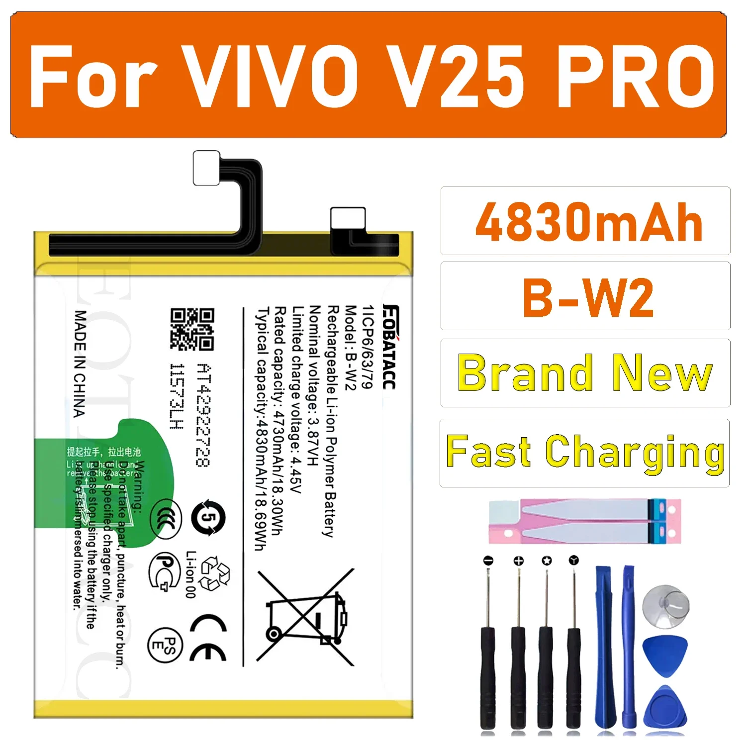 New for VIVO B-W2 V25 pro 4830mAh 66W 4.45V battery