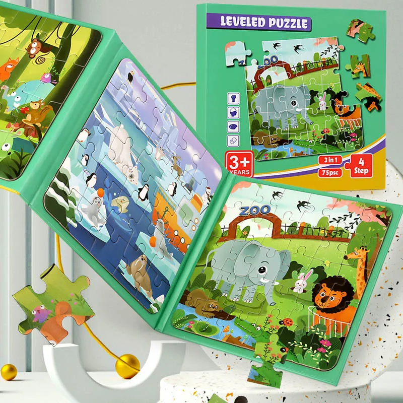 Magnetic Book Paper Puzzle Toddlder Toys Advanced Version Folding Jigsaw Animal Montessori Early Educational For Kids Children G