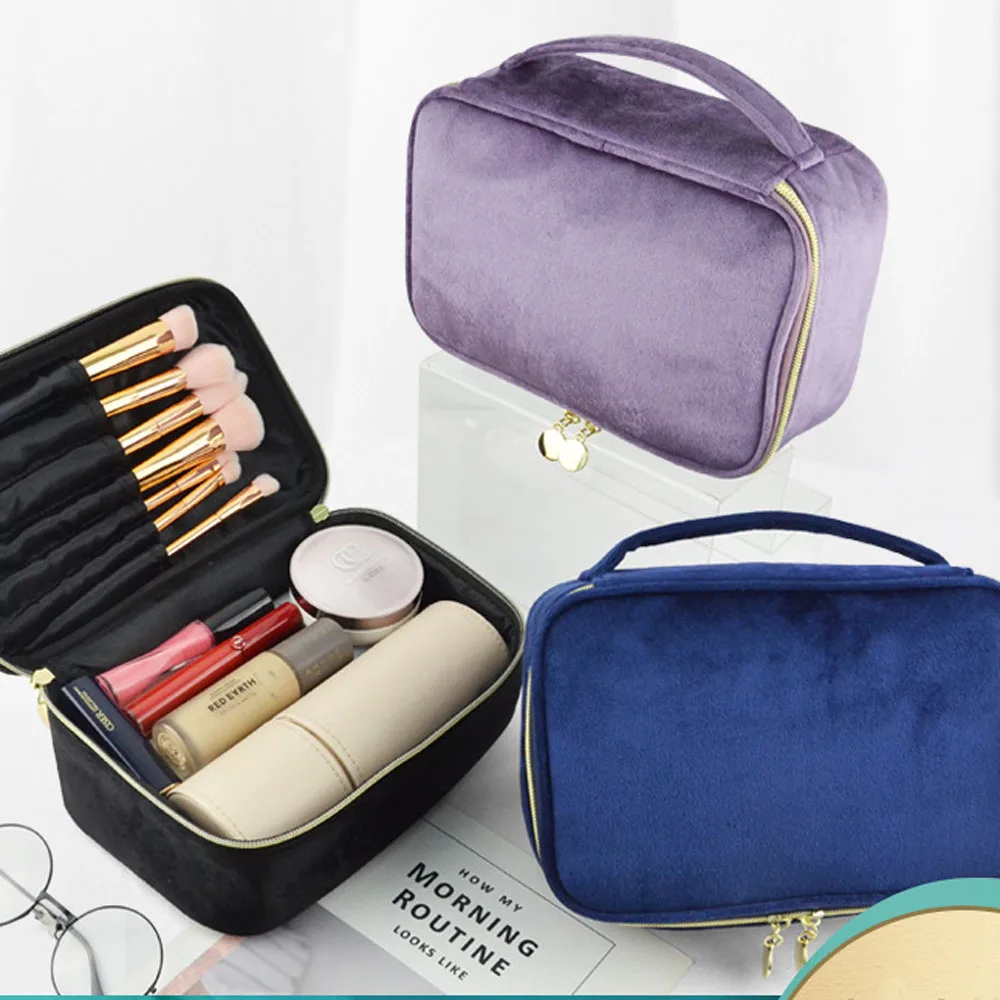 Portable Makeup Bag Premium Velvet For Women Cosmetics Bag Personalised Bridesmaird Wedding Gift