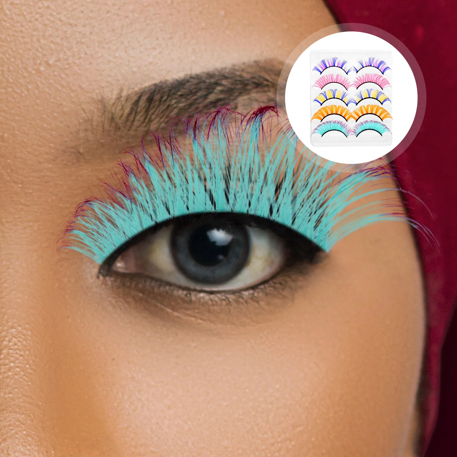 5 Paar künstliche Wimpern, farbig, lockig, keine Rückstände, verstellbar, Geschenk für Frauen, Freunde, falsche Wimpern, künstliche Wimpern, Make-up-Zubehör
