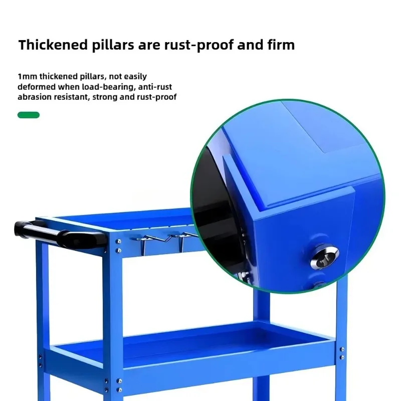 3 Tier Heavy Duty Tool Cart Hand Push Trolley Multi Function For Auto Repair Workshop Parts Storage Organization