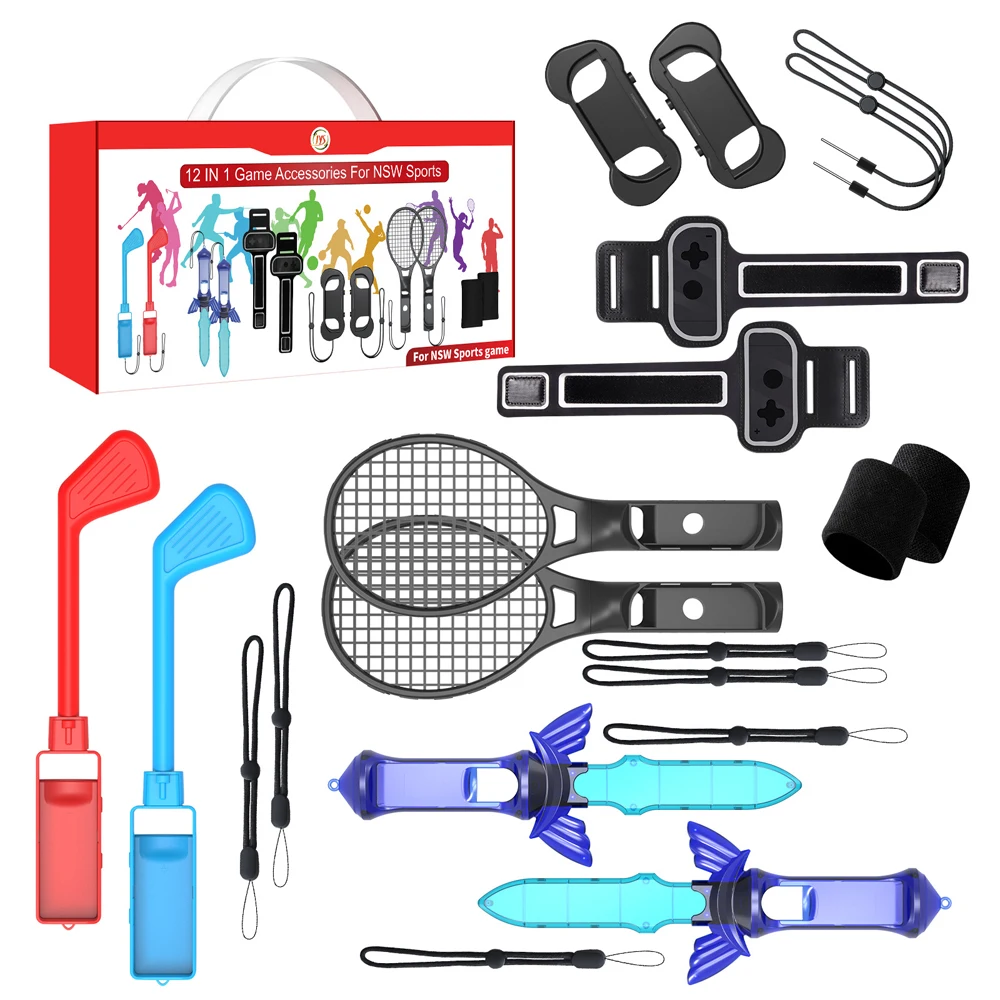 

For Nintendo Switch 12 In 1 Sports Bundle Set Golf Club/Tennis Racket/Sport Game Joycons for Nintendo Switch Game Accessories