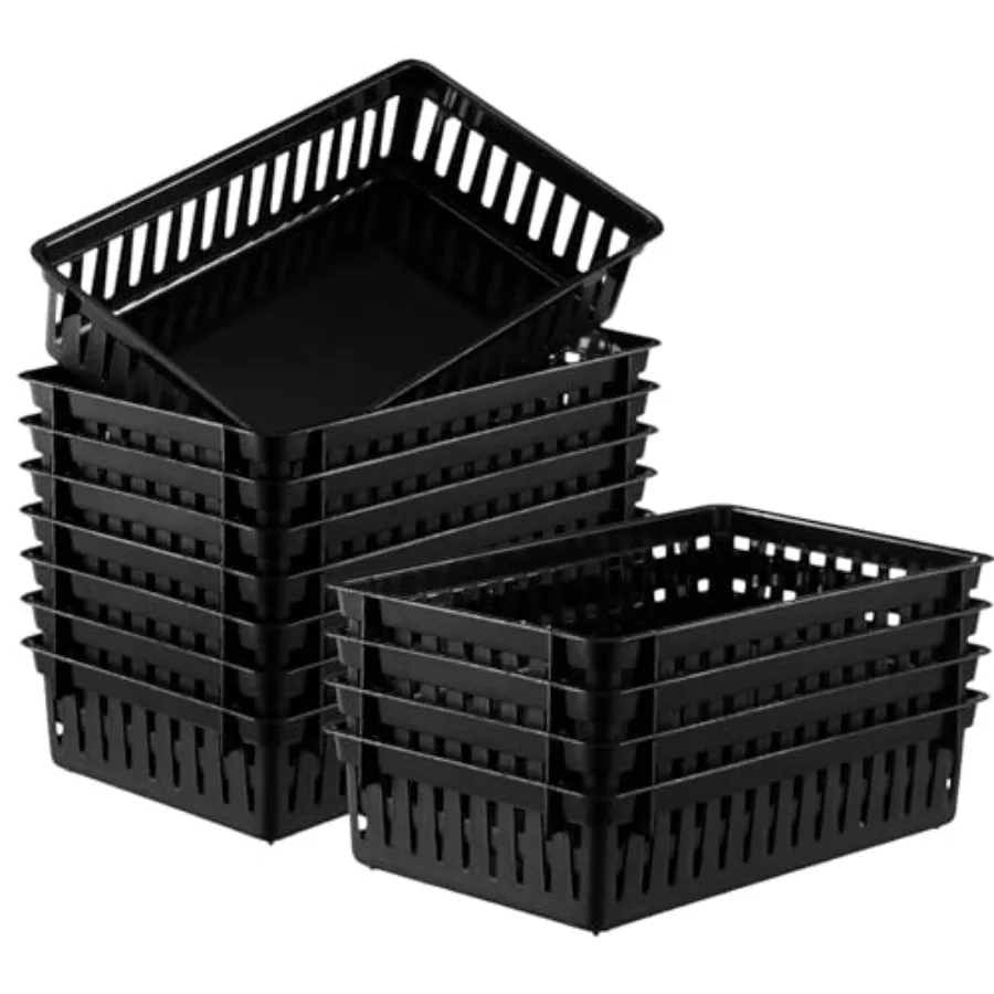 

Set of 12 Small Plastic Baskets for Organizing 10.24 x 6.5 x 2.36 Inch Pharmacy Baskets Rectangular Trays Plastic Organizer for