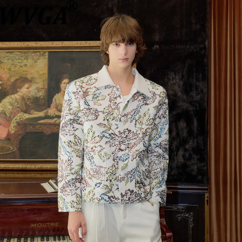 WVGA Spring Autumn New Men's Retro Printed Fashion Design Jackets Niche Chic Casual High-end Floral Embroidery Coats Ins W28970