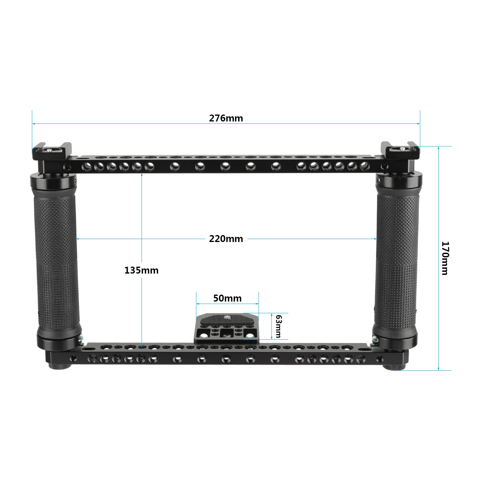 HDRIG Universal Dslr Camera Cage Handheld Full-Frame Cage Rubber Handle With 2 Cold Hot Shoe Adapter For Sony Canon Sony Cameras