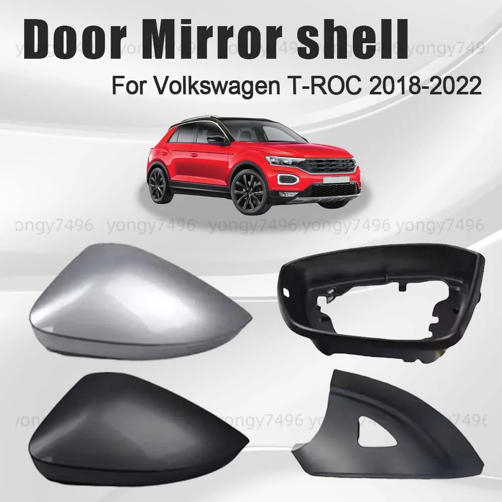 Car Upgrade For Volkswagen T-ROC 2018-2022 Black Protective Cover Door Mirror Shell Lower Bottom Lens Picture Frame Accessories